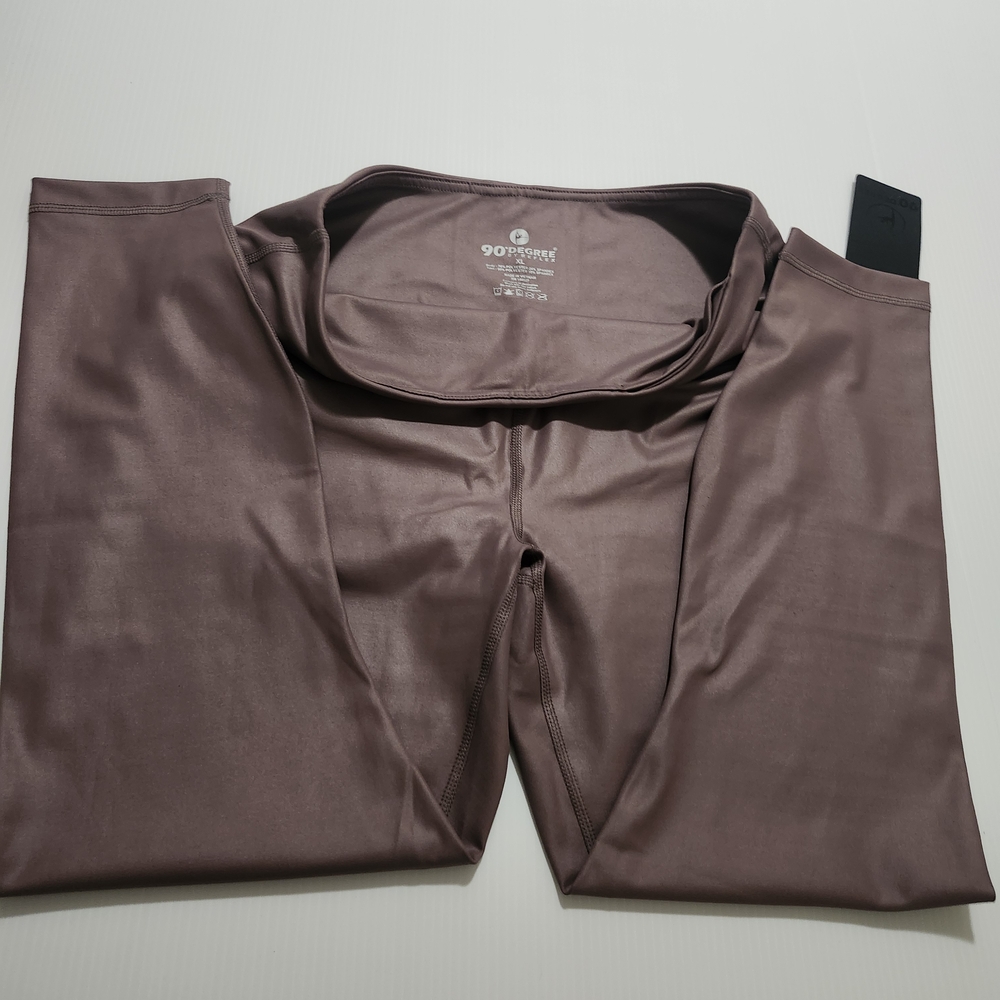 90 Degree By Reflex Shiny Brown Leggings